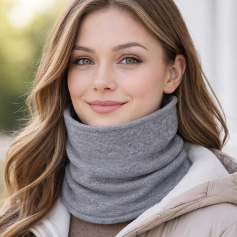 Women's Pure Cashmere Plain Knit Neck Warmer in High Quality Plain Knit - Due Toscani