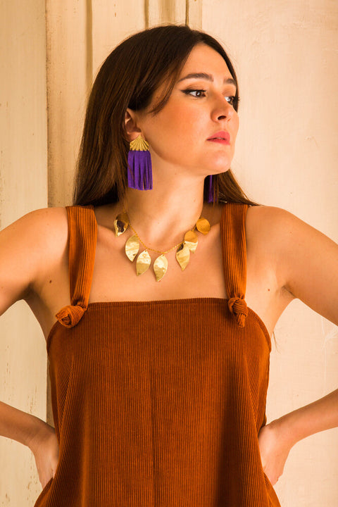 Necklace - Brass Leaves Lidia Mallia