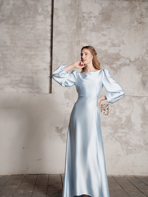 Dress - Satin V Light Blue Roberta Longo