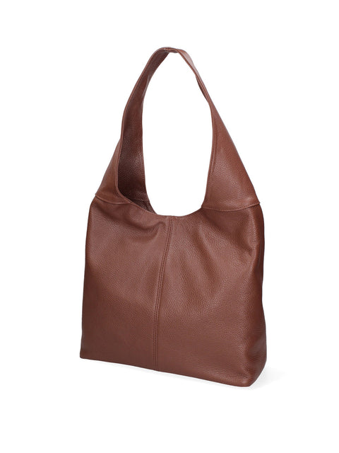Women's Double Compartment Leather Hobo Shoulder Bag with Pouch – Burnt Brown – Made in Italy - Gave Lux