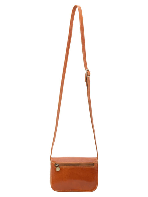 Women's Vacchetta Leather Mini Triple Compartment Crossbody Bag – Cognac – Made in Italy - I Fratelli