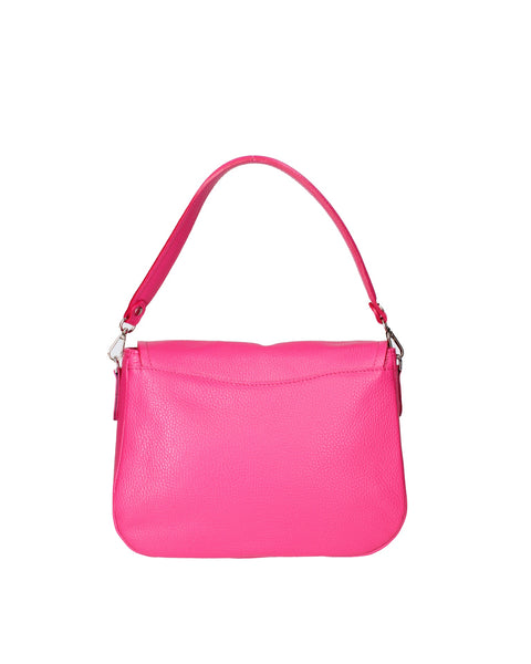 Genuine Leather Leather Shoulder Crossbody Bag Made in Italy – Fuchsia - Viola Castellani