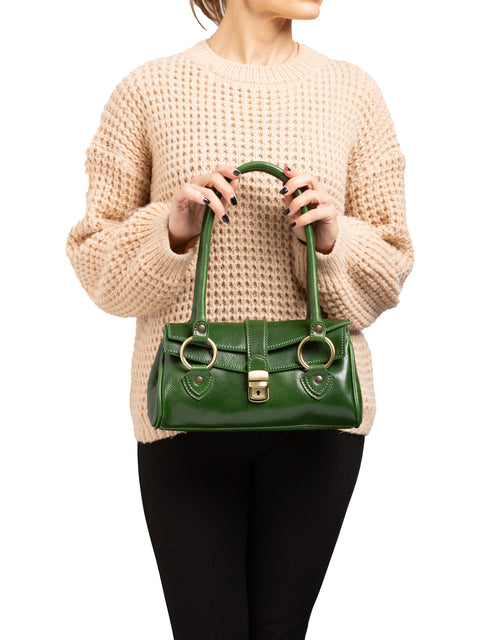 Women's Leather Doctor Bag with Double Zip Pockets – Green – Made in Italy - I Fratelli
