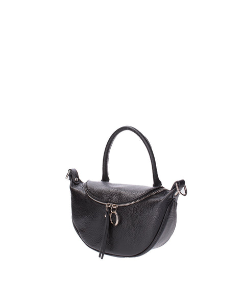 Black Genuine Leather Leather Top Handle Handbag Made in Italy – Black - Viola Castellani