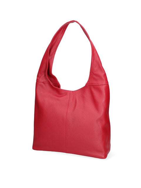 Women's Double Compartment Leather Hobo Shoulder Bag with Pouch – Red – Made in Italy - Gave Lux