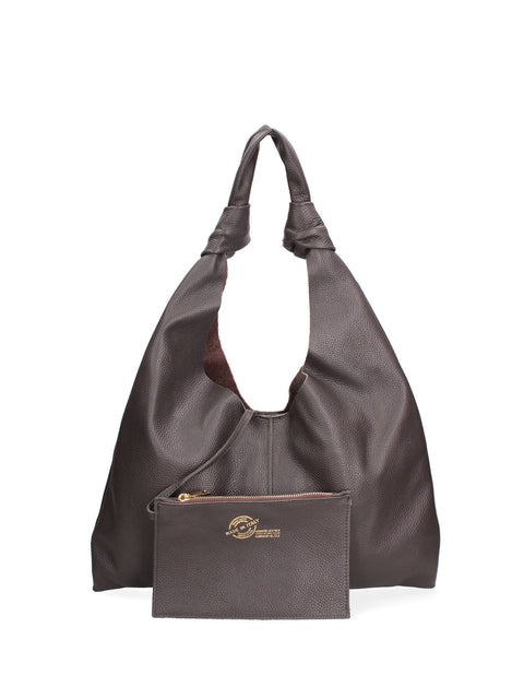 Dark Brown Genuine Leather Leather Shoulder Tote Bag Made in Italy – Dark Brown - Viola Castellani