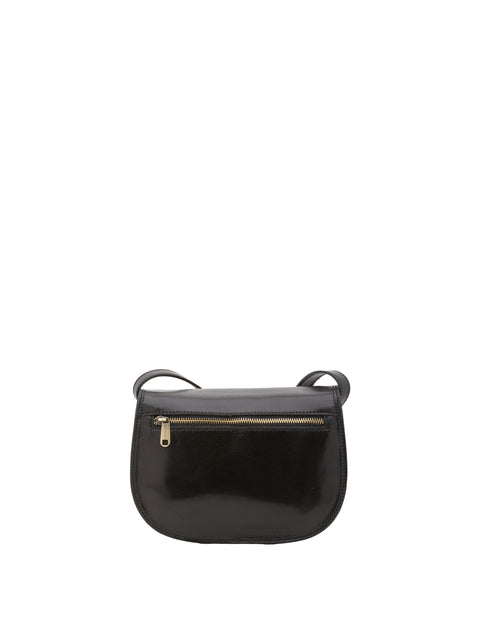 Women's Vacchetta Leather Triple Compartment Crossbody Bag – Black – Made in Italy - I Fratelli