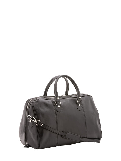 Classic Leather Weekender Bag - Black - Alessia Firenze