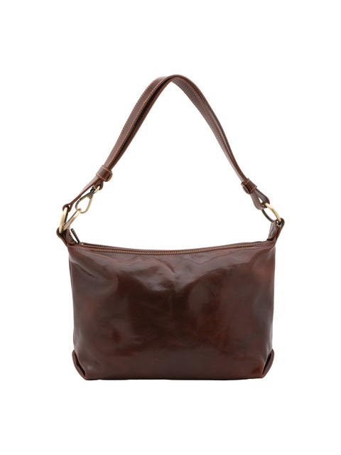 Women's Vacchetta Leather Classic Shoulder Bag – Dark Brown – Made in Italy - I Fratelli