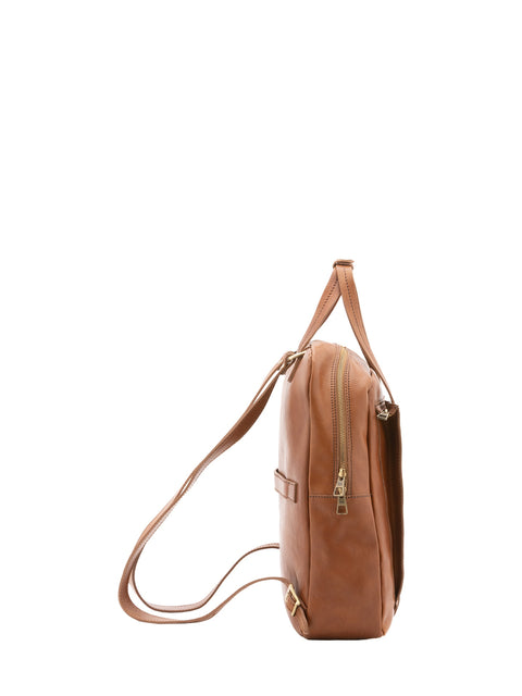 Premium Leather Backpack - Honey - Alessia Firenze