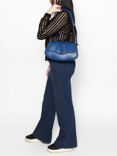 Blue Genuine Leather Leather Shoulder Crossbody Bag Made in Italy – Blueette - Viola Castellani
