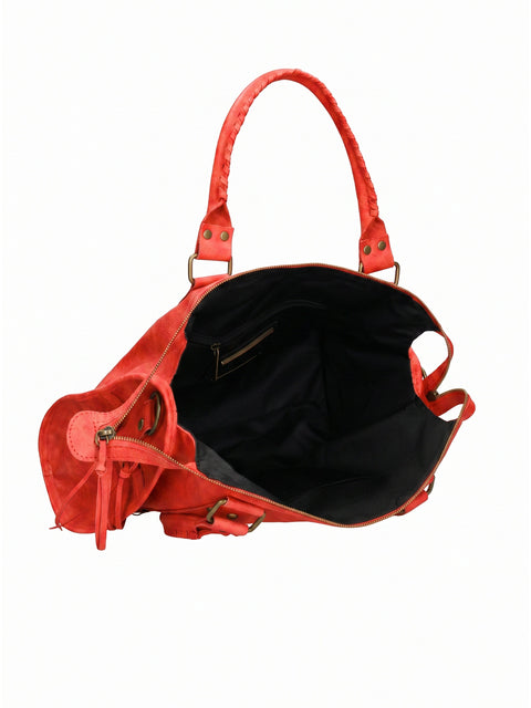 Women's Genuine Leather Shoulder Bag – Medium Red – Made in Italy - Gave Lux