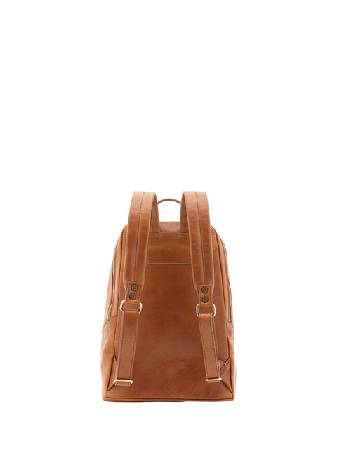 Large Genuine Leather Backpack - Honey - Alessia Firenze