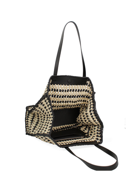 Black Woven Straw Shoulder Bag Made in Italy – G12 - Viola Castellani