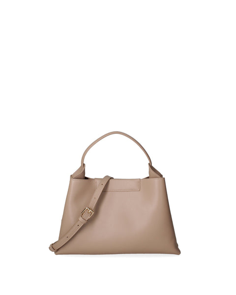 Taupe Regenerated Leather Top Handle Handbag Made in Italy – Taupe - Viola Castellani