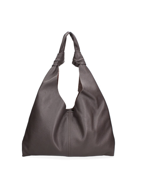 Dark Brown Genuine Leather Leather Shoulder Tote Bag Made in Italy – Dark Brown - Viola Castellani