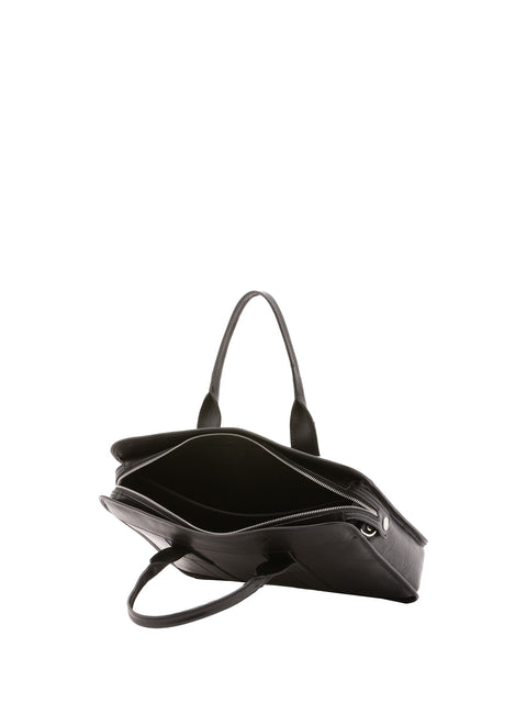 Classic Leather Tote Handbag - Black - Alessia Firenze