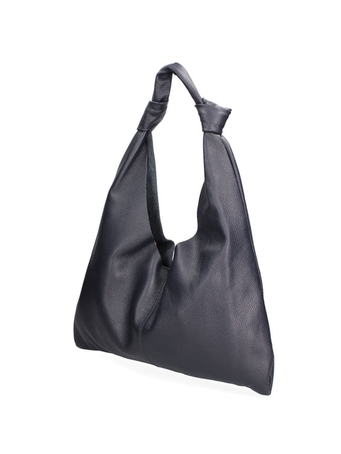 Blue Genuine Leather Leather Shoulder Tote Bag Made in Italy – Scuro - Viola Castellani