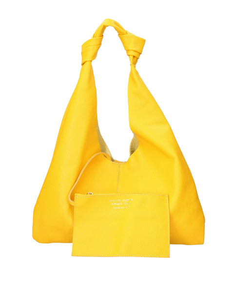 Yellow Genuine Leather Leather Shoulder Tote Bag Made in Italy – Yellow - Viola Castellani