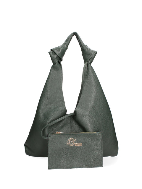 Green Genuine Leather Leather Shoulder Tote Bag Made in Italy – Scuro - Viola Castellani