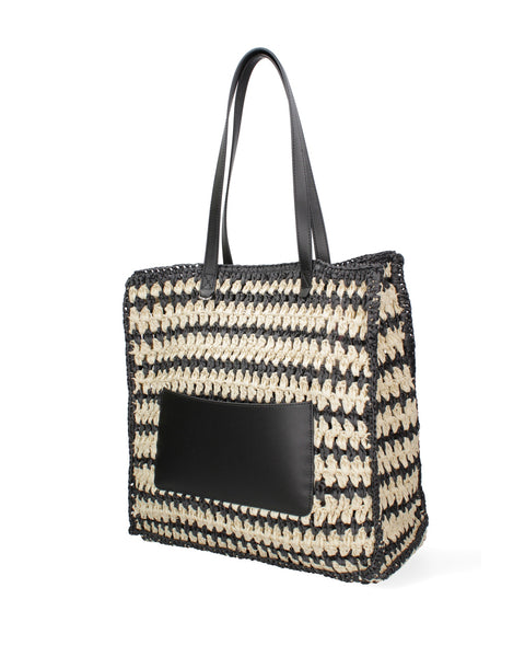 Black Woven Straw Shoulder Bag Made in Italy – G12 - Viola Castellani
