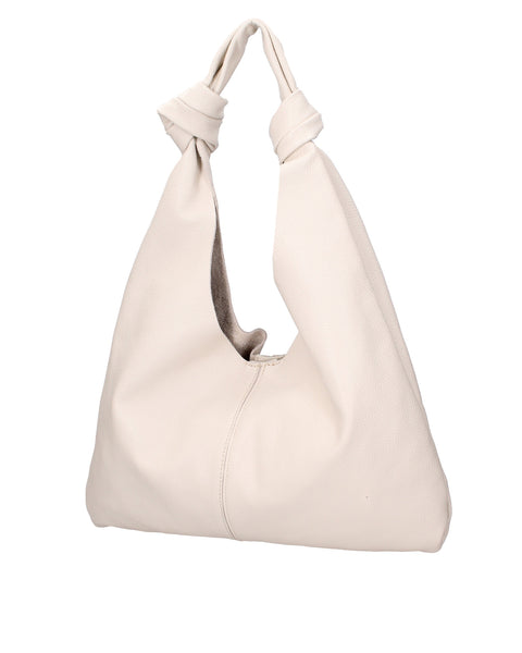 Genuine Leather Leather Shoulder Tote Bag Made in Italy – Latte - Viola Castellani