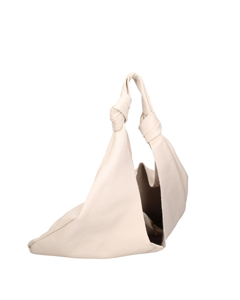Genuine Leather Leather Shoulder Tote Bag Made in Italy – Latte - Viola Castellani
