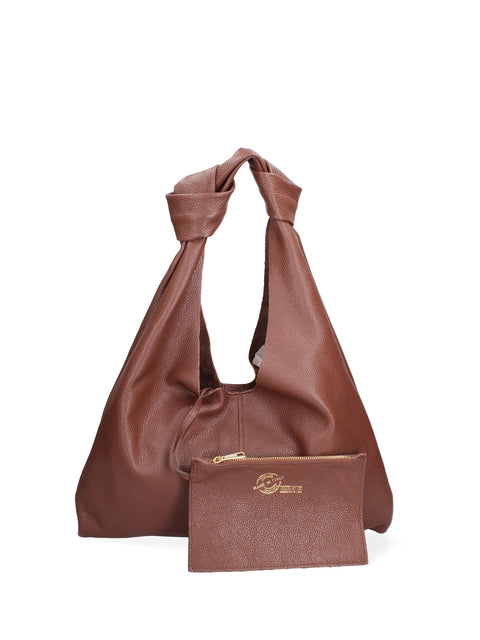 Brown Genuine Leather Leather Shoulder Tote Bag Made in Italy – Brown - Viola Castellani