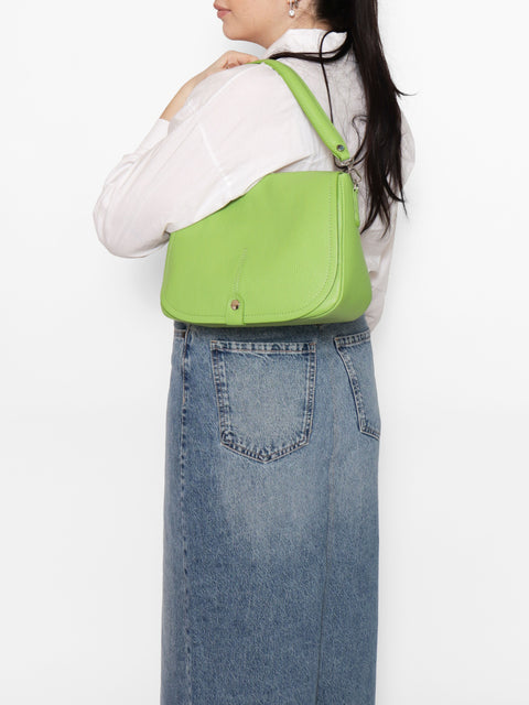 Green Genuine Leather Leather Shoulder Crossbody Bag Made in Italy – Green - Viola Castellani