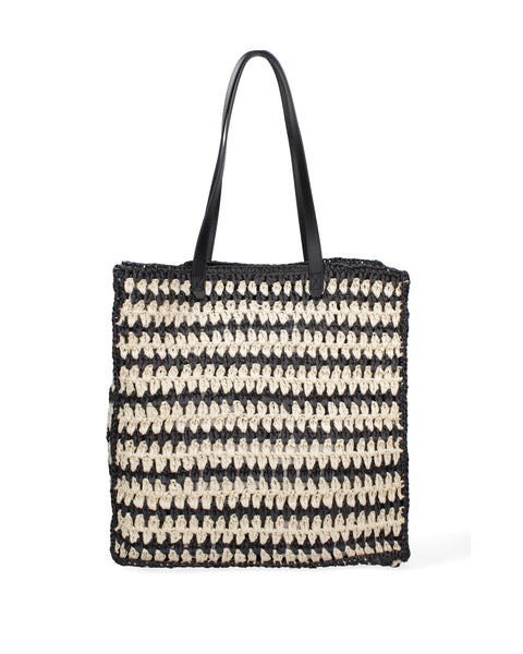 Black Woven Straw Shoulder Bag Made in Italy – G12 - Viola Castellani