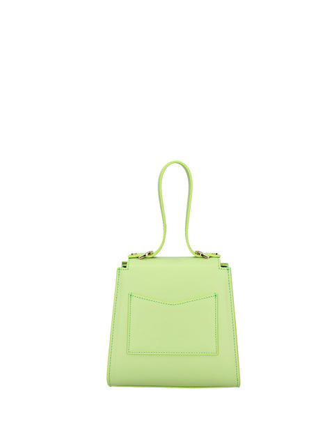 Genuine Leather Leather Top Handle Satchel Bag Made in Italy – Pistachio - Viola Castellani