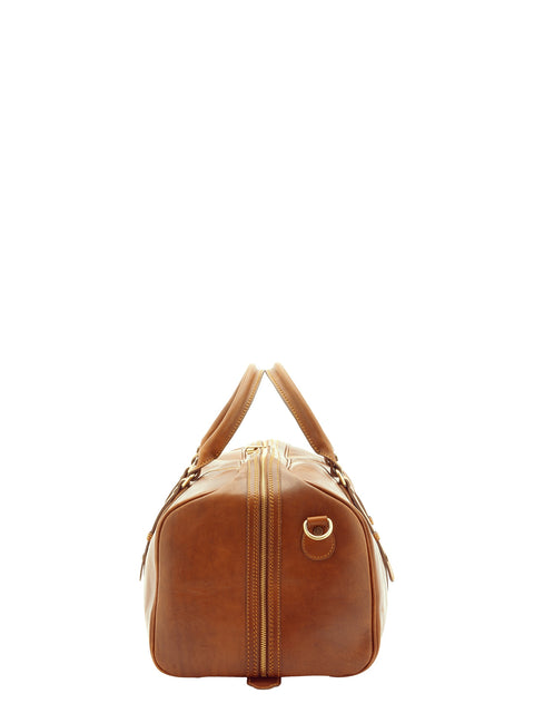 Large Leather Weekender Duffel Bag - Honey - Alessia Firenze