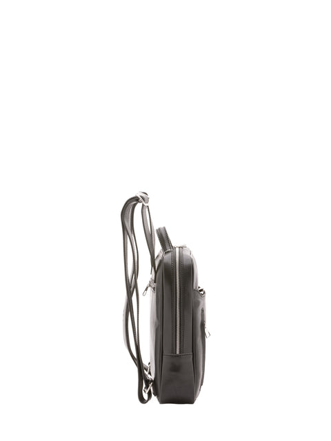 Urban Leather Backpack with Multiple Zip Pockets - Black - Alessia Firenze