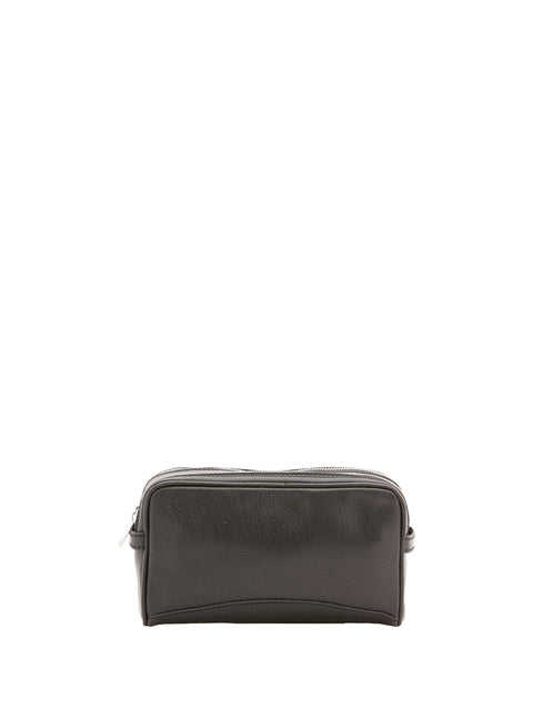 Slim Leather Zip Clutch Bag - Black - Alessia Firenze