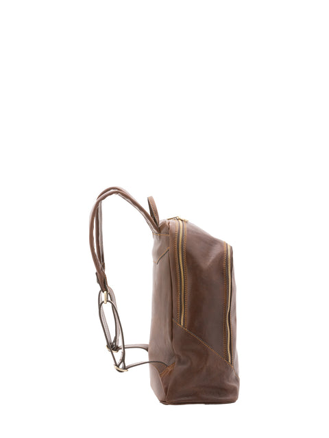 Large Genuine Leather Backpack - Dark Brown - Alessia Firenze
