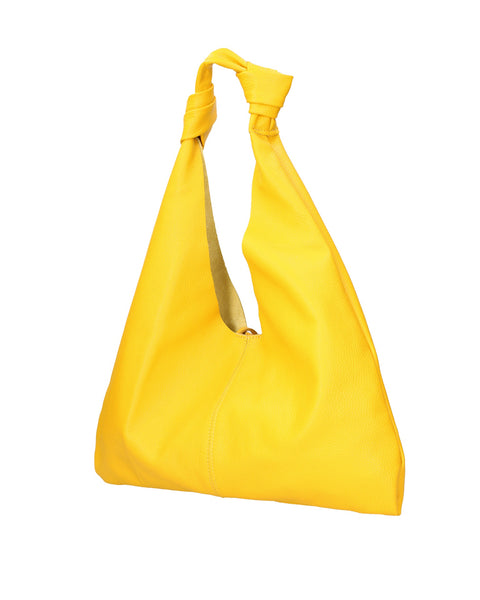 Yellow Genuine Leather Leather Shoulder Tote Bag Made in Italy – Yellow - Viola Castellani