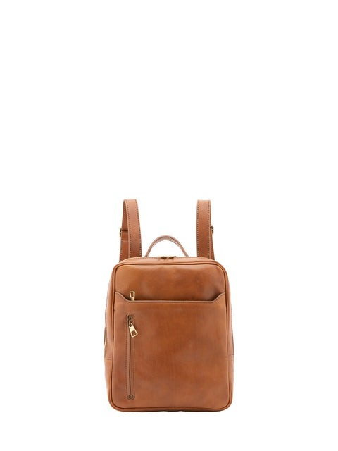 Urban Leather Backpack with Multiple Zip Pockets