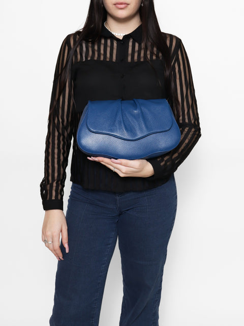 Blue Genuine Leather Leather Shoulder Crossbody Bag Made in Italy – Blueette - Viola Castellani