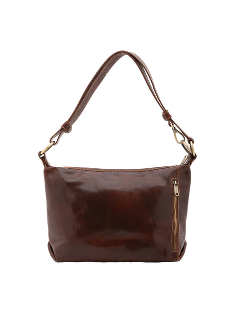 Women's Vacchetta Leather Classic Shoulder Bag – Dark Brown – Made in Italy - I Fratelli