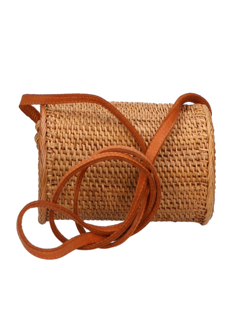 Women's Handwoven Rectangular Rattan Crossbody Bag with Leather Closure – Made in Italy - Gave Lux