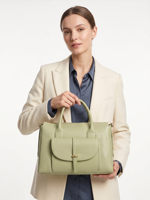 Women's Genuine Leather Handbag – Green – Made in Italy - Chiara Ferretti