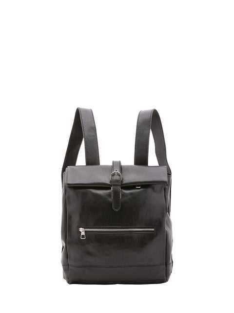 Vintage Leather Backpack - Black - Alessia Firenze