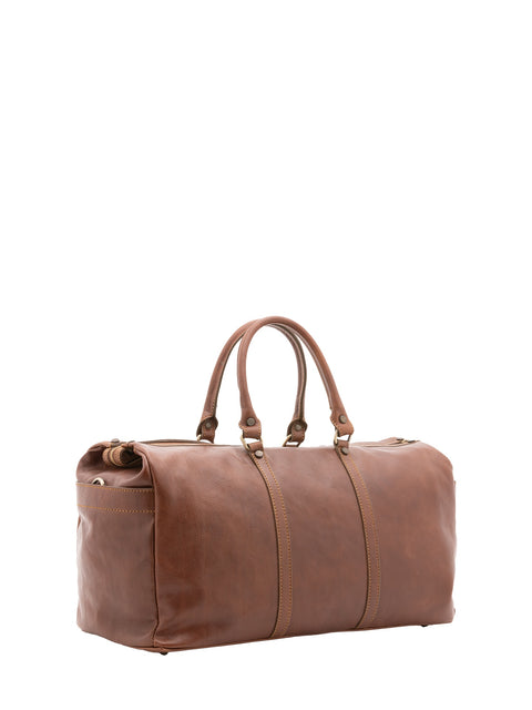 Italian Leather Travel Duffel Bag - Brown - Alessia Firenze