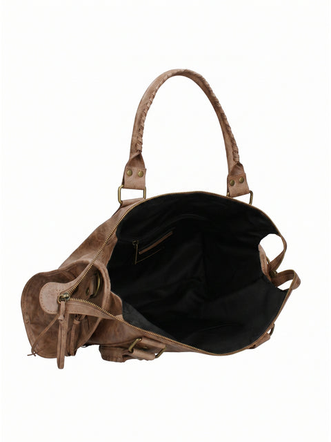 Women's Genuine Leather Shoulder Bag – Hazelnut – Made in Italy - Gave Lux