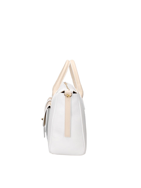 Women's Genuine Leather Handbag – White & Cream – Made in Italy - Chiara Ferretti
