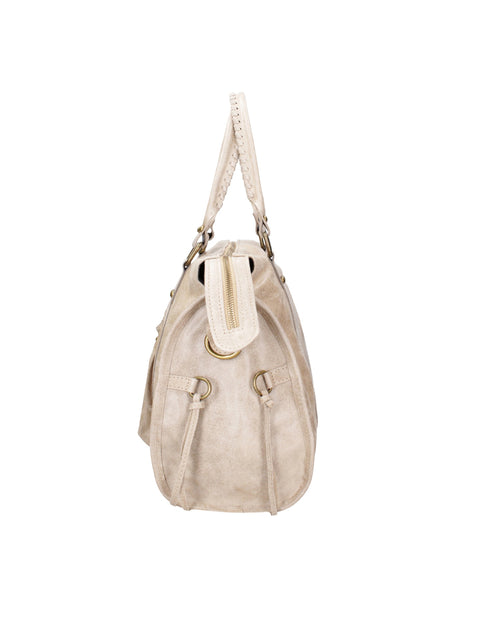 Women's Suede Leather Shoulder Bag with Removable Strap – Taupe – Made in Italy - Gave Lux