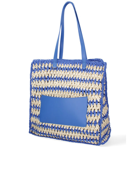 Blue Woven Straw Shoulder Bag Made in Italy – G88A - Viola Castellani