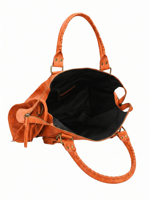 Women's Genuine Leather Shoulder Bag – Orange – Made in Italy - Gave Lux
