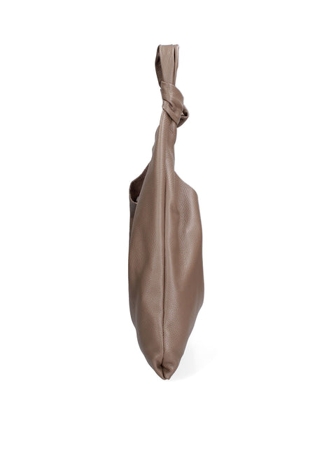 Taupe Genuine Leather Leather Shoulder Tote Bag Made in Italy – Taupe - Viola Castellani