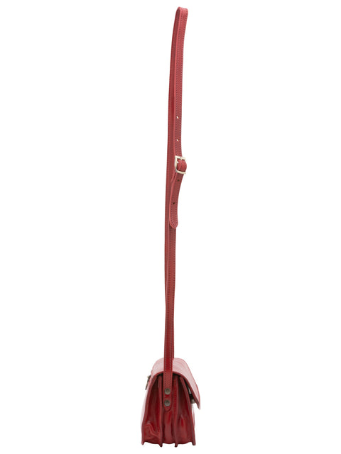 Women's Vacchetta Leather Mini Triple Compartment Crossbody Bag – Red – Made in Italy - I Fratelli